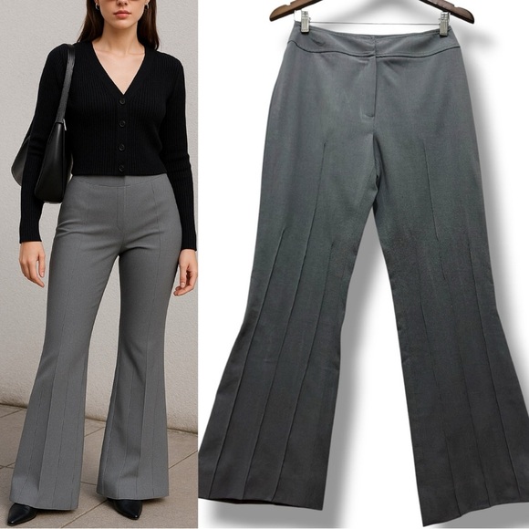 308 Juliana Collection | NWOT USA Gray Pleated Flare Dress Pants (Size 2) - Picture 1 of 10